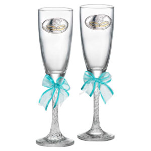 Pahare Sampanie 50 Ani Casatorie Medalion Argint