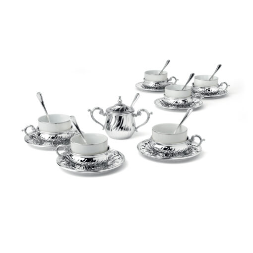 Set Cani Ceai Argintat Torciglione
