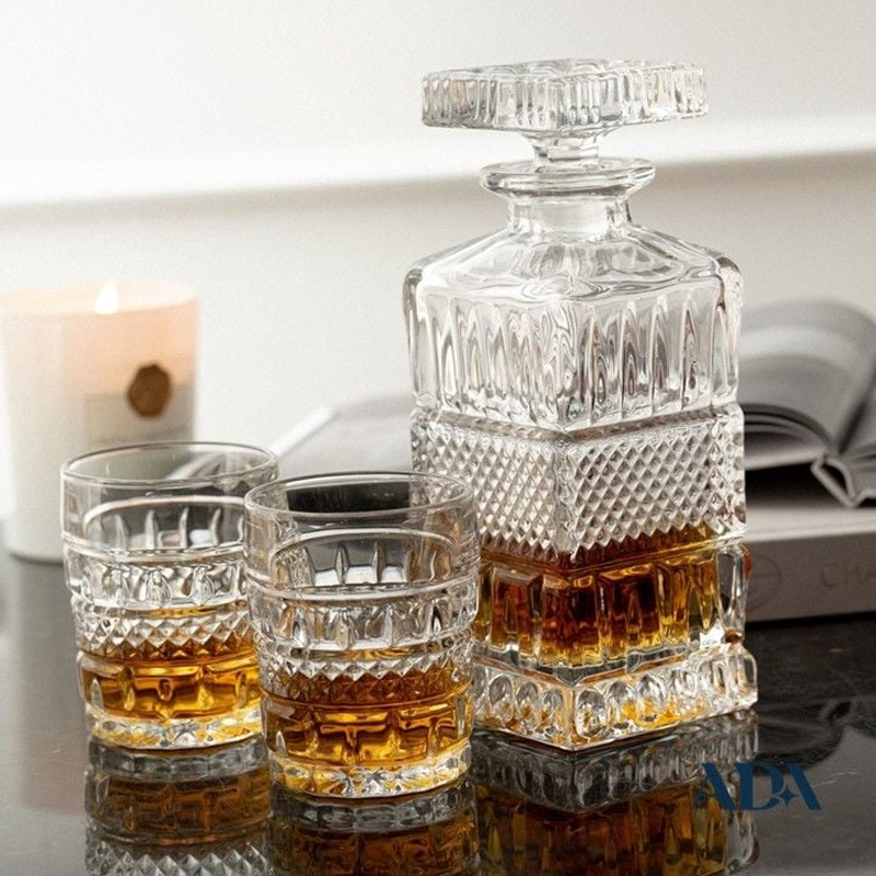Set Pahare Whisky cu Decantor Cristal Bohemia Brittany