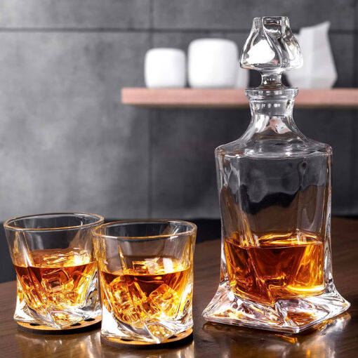 Set 6 Pahare Cu Decantor Bohemia Lichior Quadro 55 ml