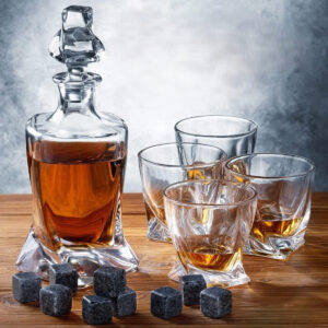 Set Pahare Whisky cu Decantor Bohemia Quadro