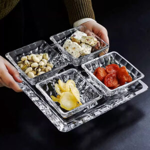 Set Platou Bohemia 26cm si 4 boluri 11cm Colectia Marble