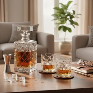Set 6 Pahare Whisky Cristal Bohemia cu Sticla Heather
