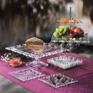 Platou Prajituri, Aperitive si Farfurii din Cristal Bohemia Pierced