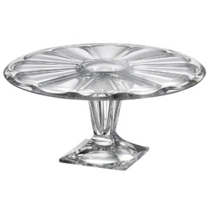 Platou din Cristal Bohemia cu Picior Panel 34 cm