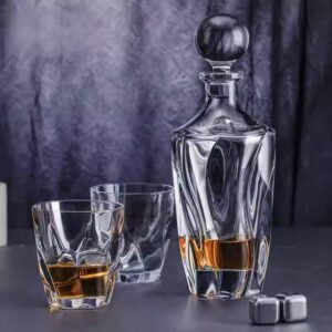 Set Pahare Whisky Cristal Bohemia cu Sticla Barley