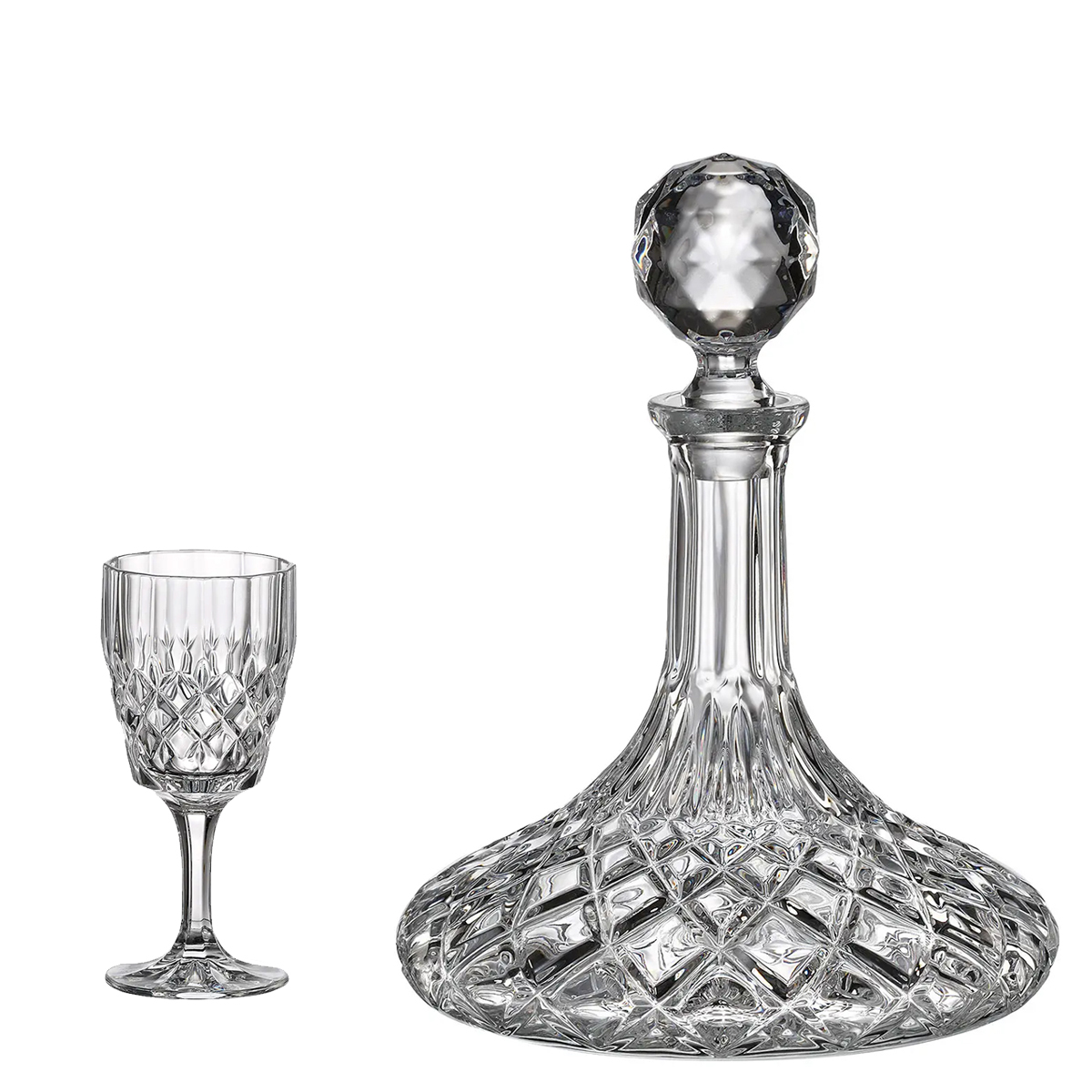 Set 6 Pahare Vin Cristal Bohemia cu Decantor Angela