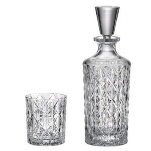 Set Pahare Whisky Cristal Bohemia cu Sticla Memphis