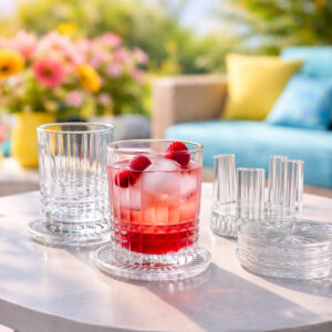 Suport pentru 6 Pahare si Sticla din Cristal Bohemia