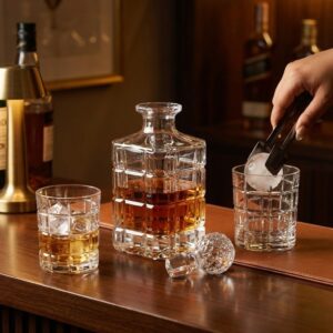 Set 12 Pahare Whisky cu Sticla Cristal Bohemia Timesquare