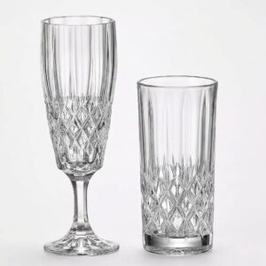 Set 12 Pahare Apa si Sampanie din Cristal Bohemia Angela