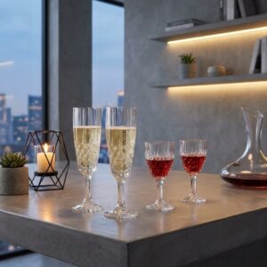 Set 12 Pahare Sampanie Aperitiv din Cristal Bohemia Angela