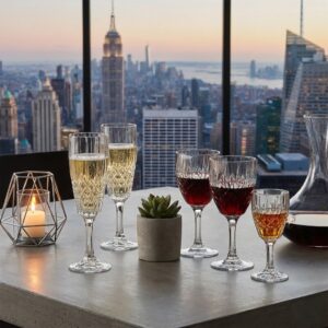 Set 18 Pahare Sampanie Vin Aperitiv din Cristal Bohemia Angela