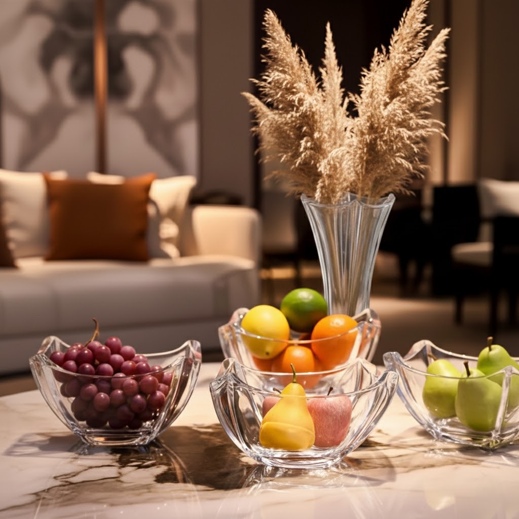 Set 6 Boluri si Vaza de la Bohemia Colosseum