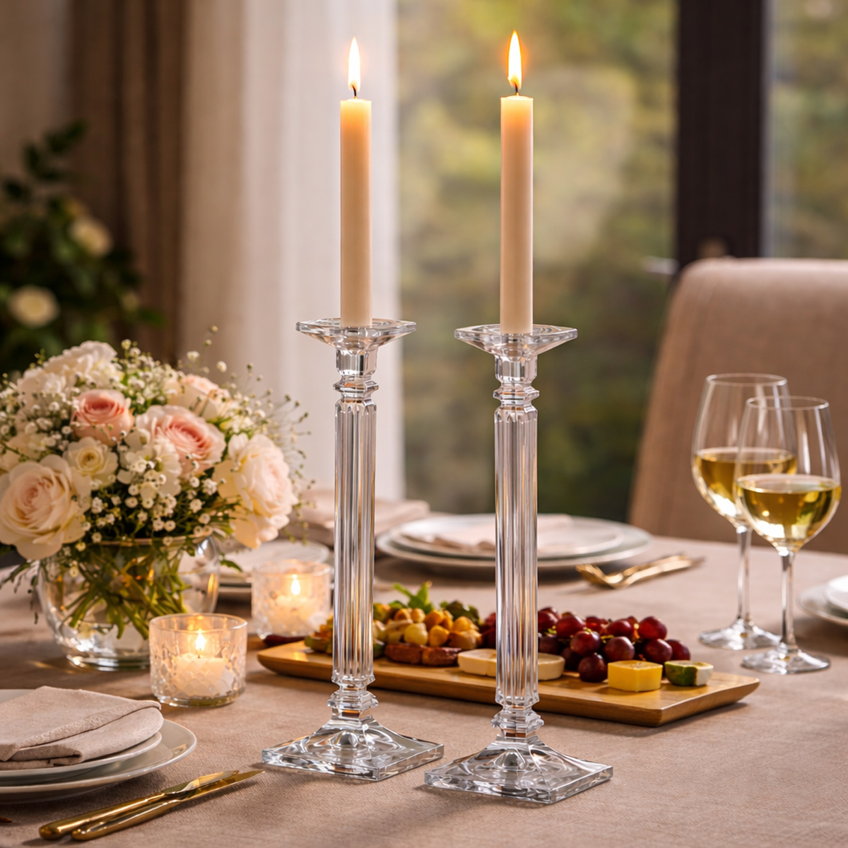 Set 2 Sfesnice Cristal Bohemia Eminence 40.5 cm