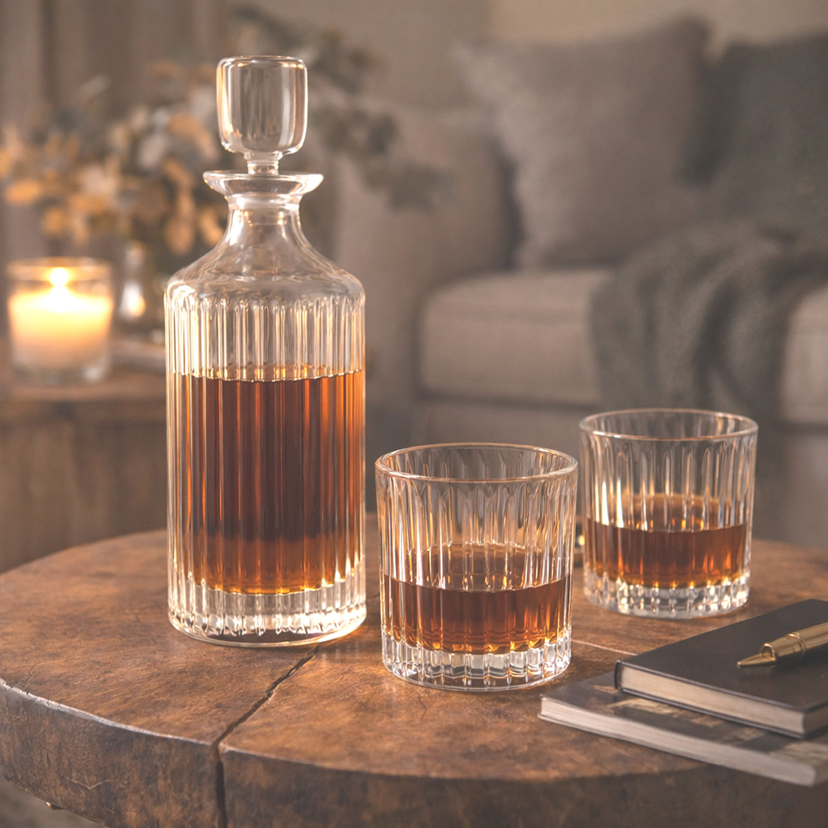 Set 6 Pahare Whisky cu Sticla Cristal Bohemia Skyline