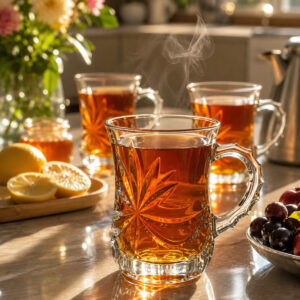 Set 6 Cani Ceai/Cafea Cristal Bohemia Armudu Ribbon 120 ml