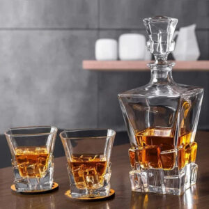 Set 6 Pahare Whisky cu Sticla Cristal Bohemia Crack, Colectia Crack de la Cristal Bohemia