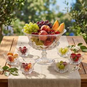 Set 6 Boluri si Fructiera din Cristal Bohemia Soho