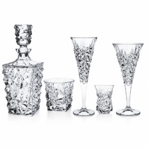 Set 24 Pahare Vin Sampanie Whisky Aperitiv cu Decantor Cristal Bohemia Glacier