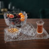 Set 5 Boluri, Platou, Suport Servetele si 6 Pahare Ceai Cristal Bohemia