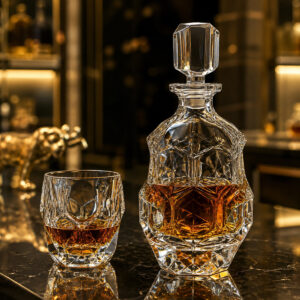 Set 6 Pahare Whisky cu Sticla Cristal Bohemia Lunar