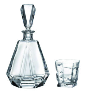Set 6 Pahare Whisky cu Sticla din Cristal Bohemia Brilliancy