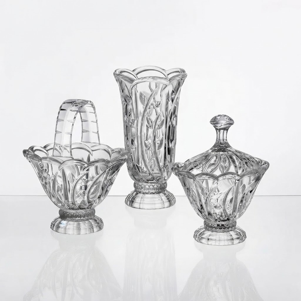 Set Bomboniera, Vaza si Cos Cristal Bohemia Oasis