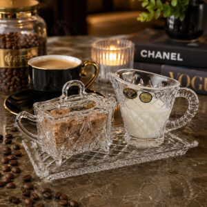 Set pentru Cafea Cristal Bohemia: Cana Lapte, Zaharnita Tavita