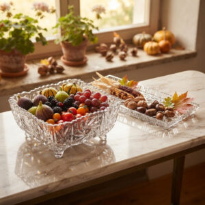 Set Fructiera si Platou din Cristal Bohemia Pinwheel