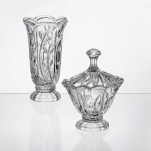 Set Vaza si Bomboniera din Cristal Bohemia Oasis