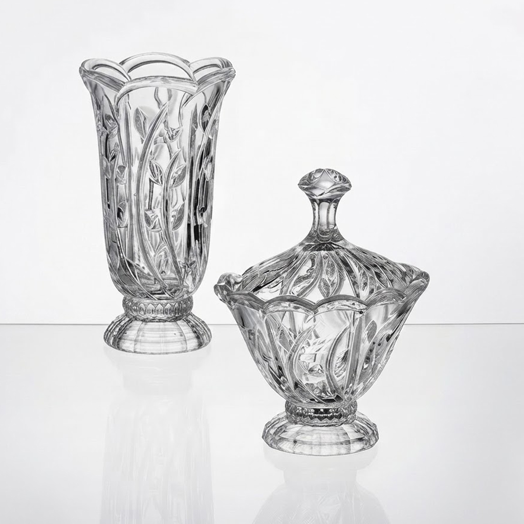 Set Vaza si Bomboniera din Cristal Bohemia Oasis