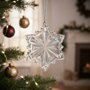 Ornament din Cristal Bohemia 8 cm Fulg de Nea